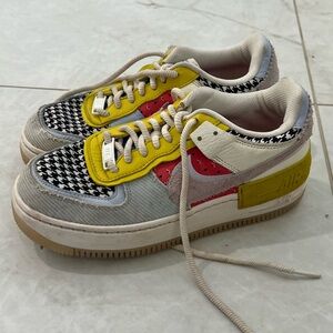 Nike Multi Print Houndstooth Air Force 1 Low Shadow Sneakers Size 6.5 US